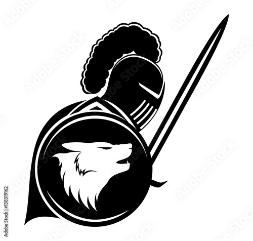 Knight with shield and sword.