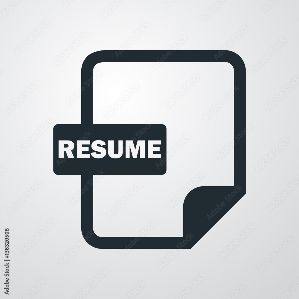 Icono plano extension RESUME en fondo degradado Icono plano extension RESUME en fondo degradado