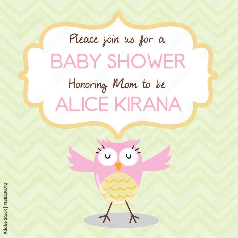 Baby shower invitation with cute owl design Baby shower invitation with cute owl design