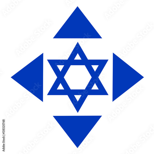 Expansion of Israel. Settlements on expanded territory. Vector illustration with Israeli symbol of star and arrows