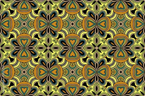 background abstract floral symmetrical pattern colorful folklore