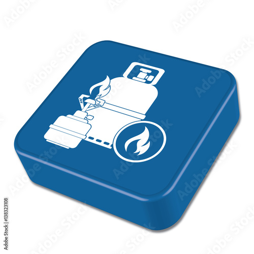 Camping stove with gas bottle icon vector