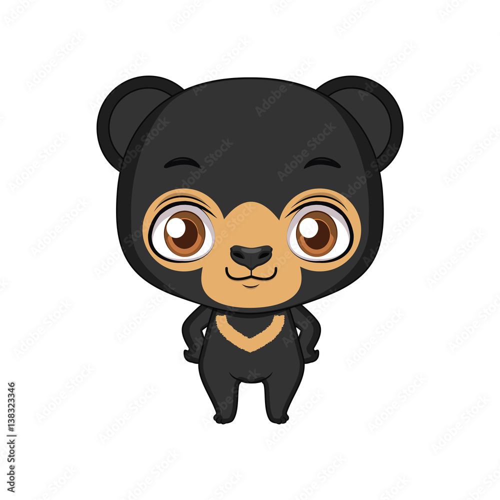 Cute stylized cartoon sun bear illustration ( for fun educational