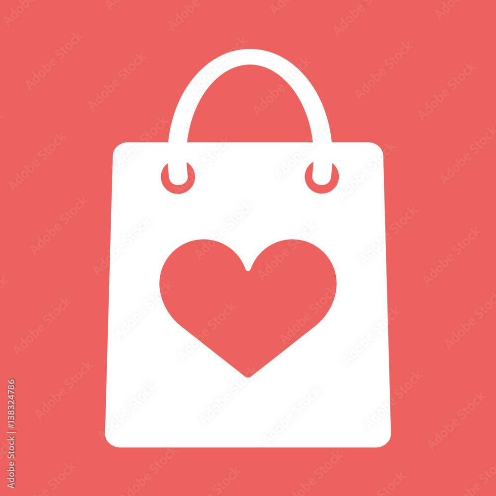 Shopping bag with shape of the heart icon. Shopping bag with shape of the heart icon.