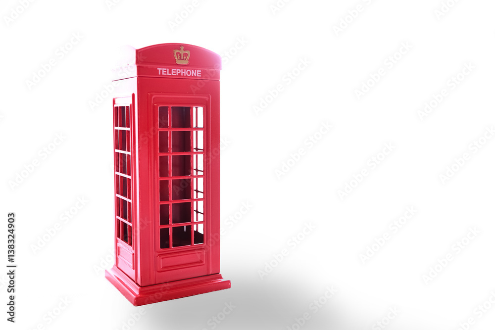 Classic British red phone booth on isolated white Classic British red phone booth on isolated white