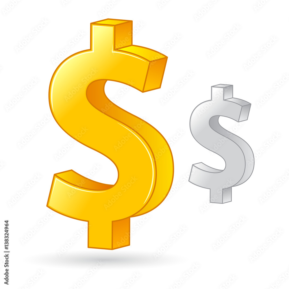 Golden And Silver Dollar Currency Money Symbol Golden And Silver Dollar Currency Money Symbol