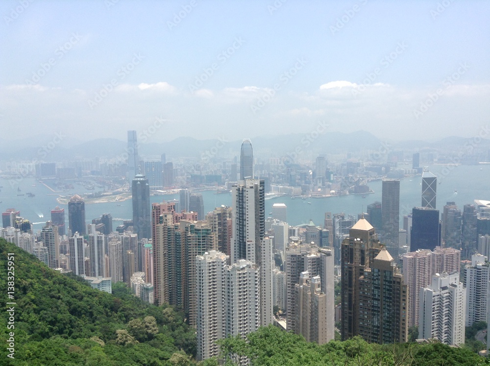 view city and green plant in hongkong