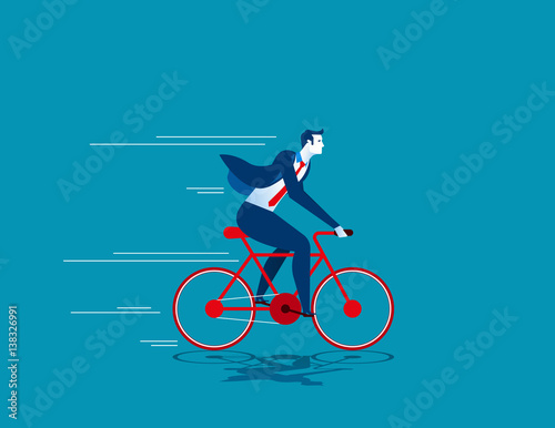Growth. Business man ride bicycle