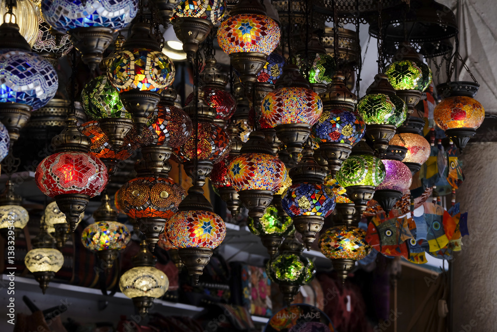 Arabic Style Turkish Lamps at Istanbul Turkey.
