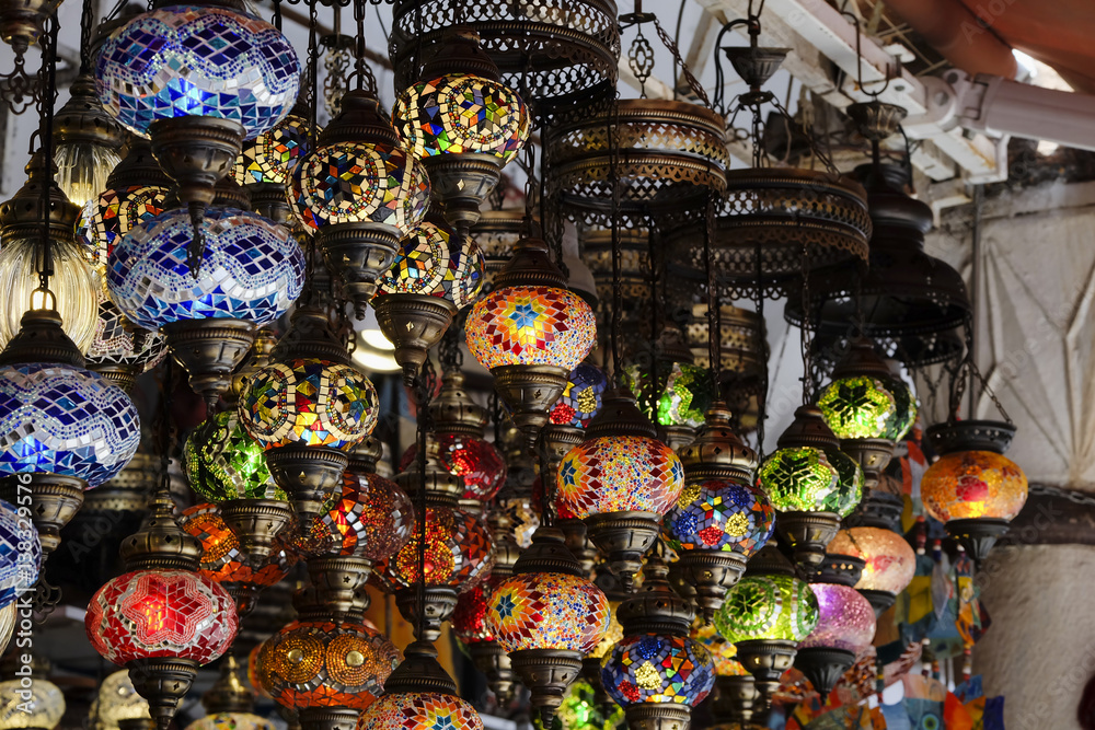 Arabic Style Turkish Lamps at Istanbul Turkey.
