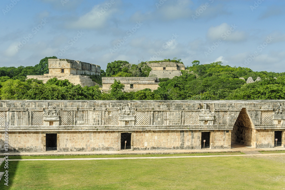 sight of of the Mayan archaeological Uxmal enclosure in Yucatan, Mexico