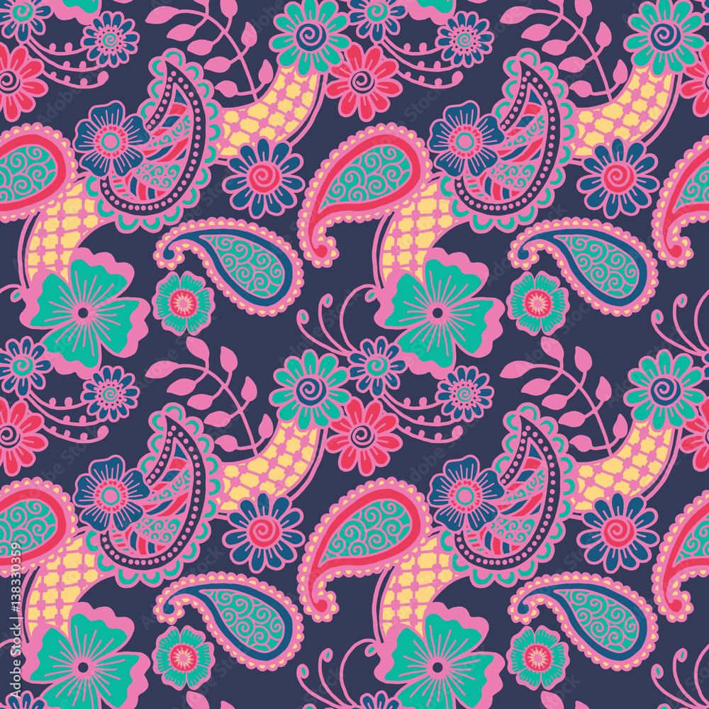 Fototapeta premium Paisley seamless colorful pattern