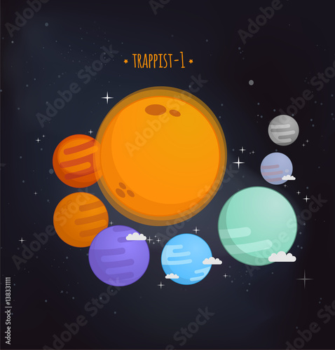 Trappist-1 system vector illustration