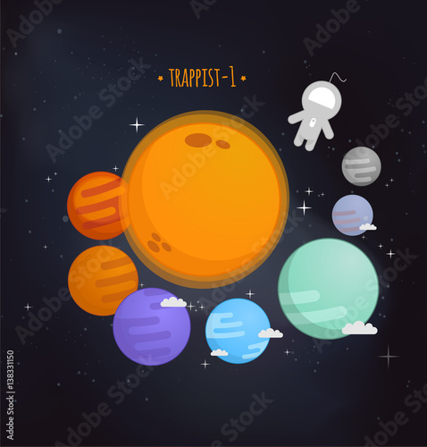 Trappist-1 system vector illustration