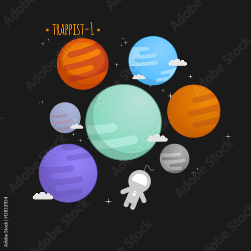 Trappist-1 system vector illustration