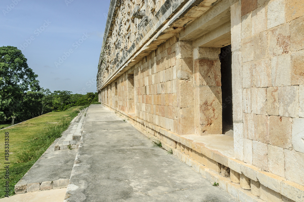 sight of the palace of the governor in the Mayan archaeological Uxmal enclosure in Yucatan, Mexico. sight of the palace of the governor in the Mayan archaeological Uxmal enclosure in Yucatan, Mexico.