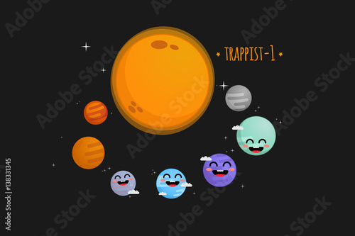 Trappist-1 system cute vector illustration photo