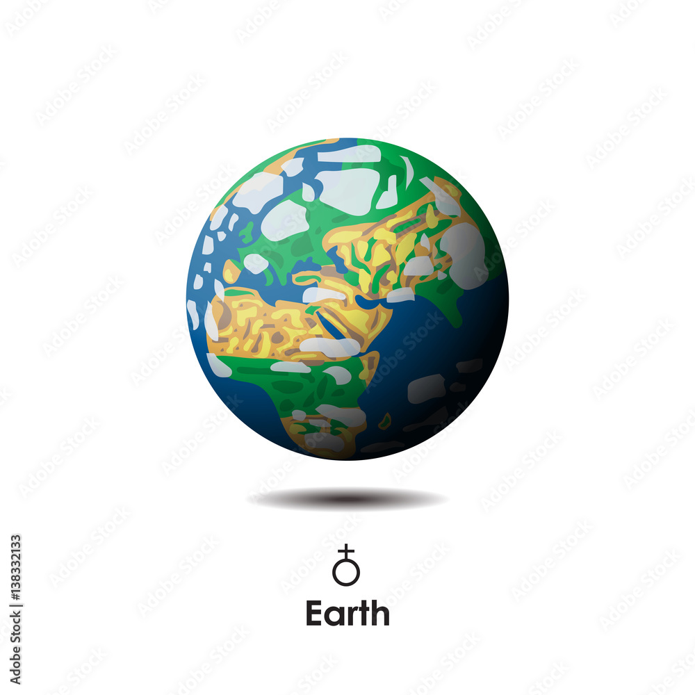 Obraz premium Vector Earth on white background with symbol