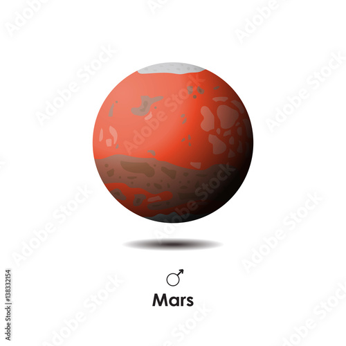 Vector Mars on white background with symbol