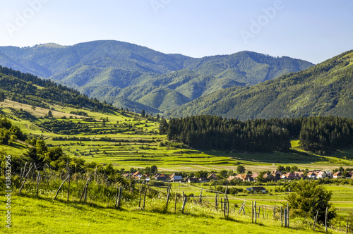 Schilderij op canvas Zarnesti, idyllic landscape, Carpathian mountains, Romania, Tran
