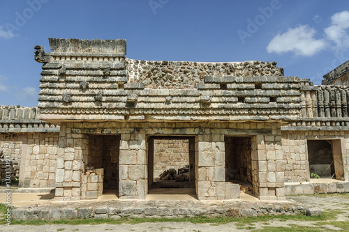 sight of the house of the birds in the Mayan archaeological Uxmal enclosure in Yucatan, Mexico.