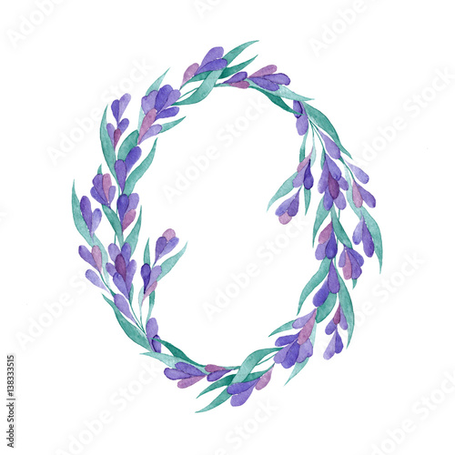 Watercolor vector lavender wreath