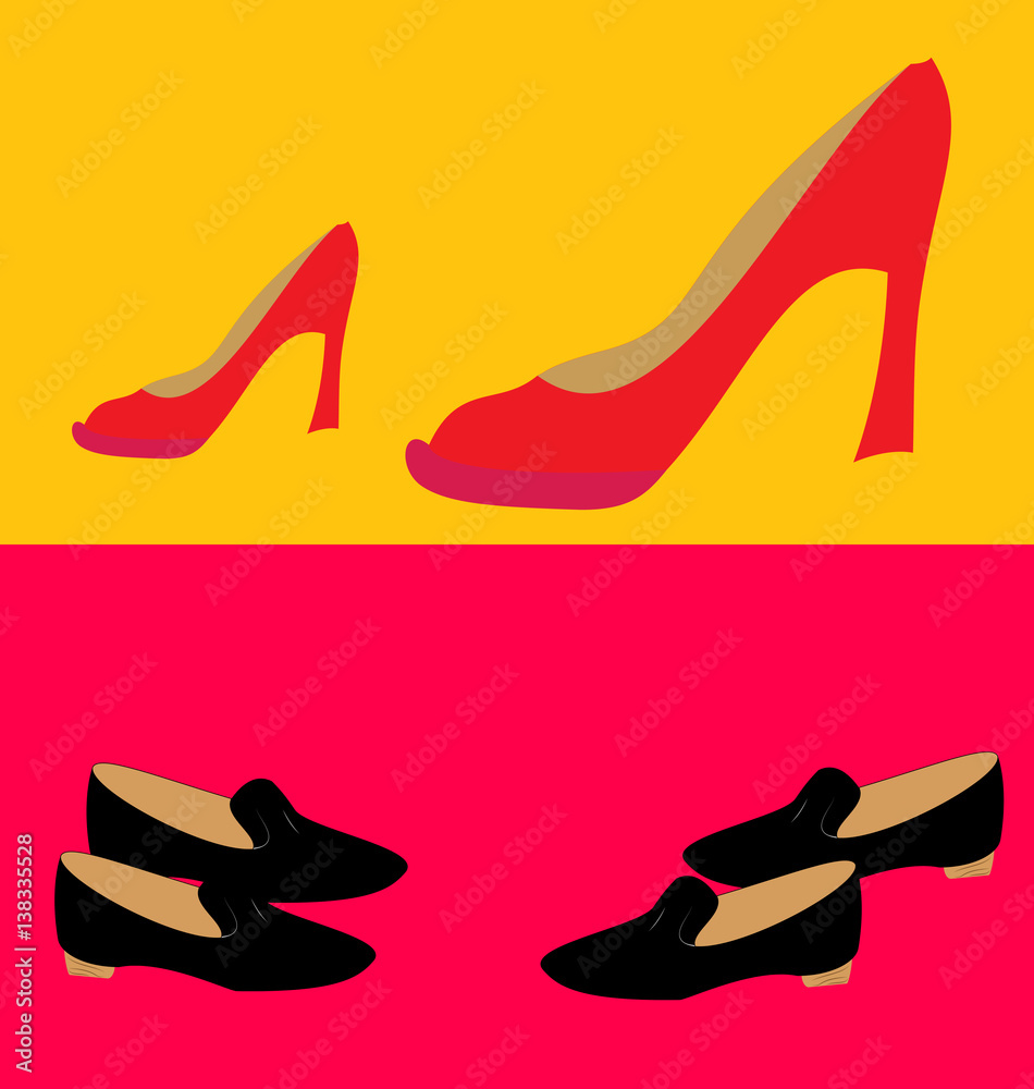 High heel shoes. Two pairs of different