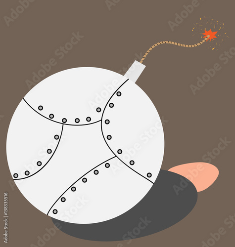 Bomb with rivets and a burning wick
