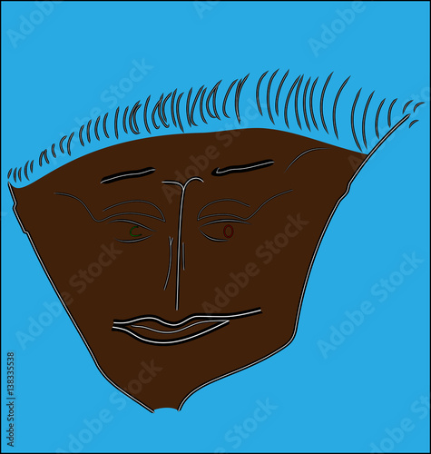 Human face, executed in the technique of grattage