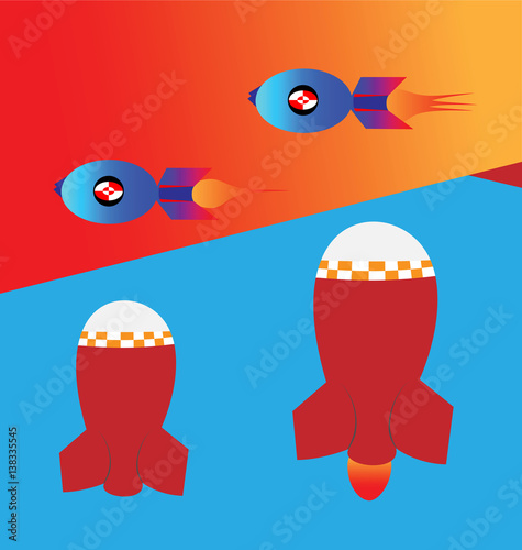 Flying and newly launched bombs and rockets