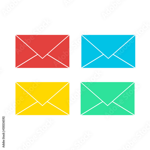 mail icon colorful set isolated vector
