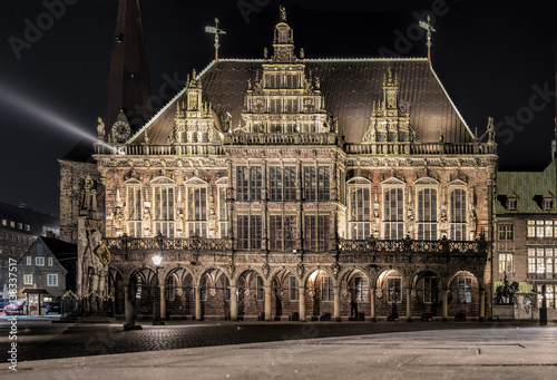 Rathaus von Bremen bei Nacht, Marktplatz