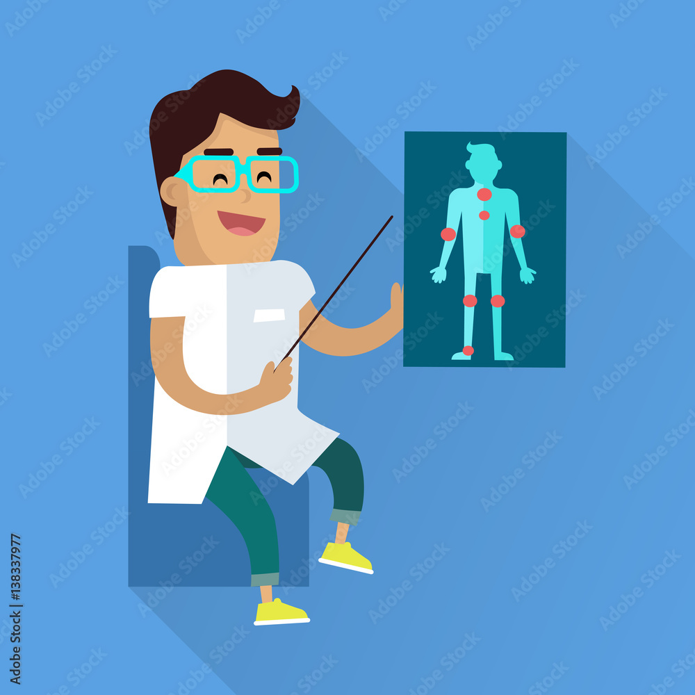 Doctor at Work Vector Flat Style Illustration