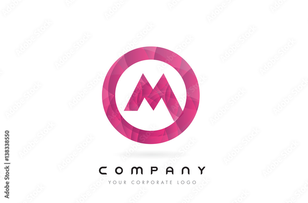 M Letter Logo Design with Circular Purple Pattern. M Letter Logo Design with Circular Purple Pattern.