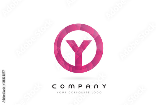 Y Letter Logo Design with Circular Purple Pattern.