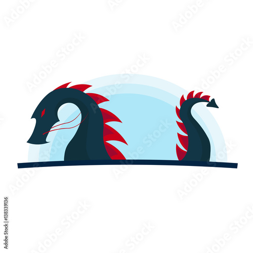 Chinese Traditional Dragon. East Asia. Vector flat illustration.