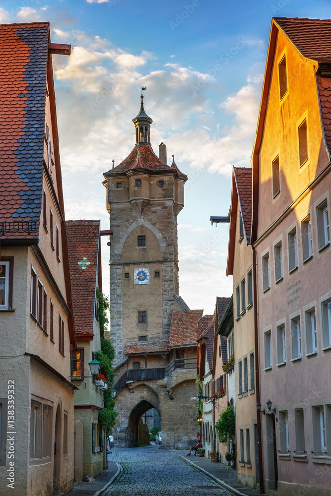.The medieval German town of Rothenburg ob der Tauber.Franconia, Bavaria, Germany.