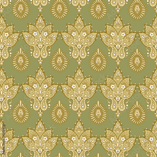 floral vector illustration in damask style. seamless ethnic background
