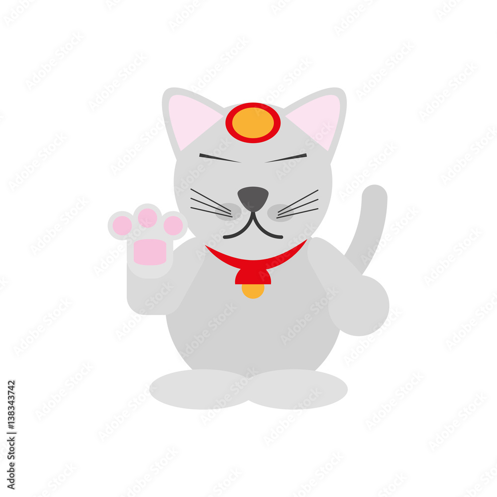 maneki neko - cat japanese vector illustration eps 10
