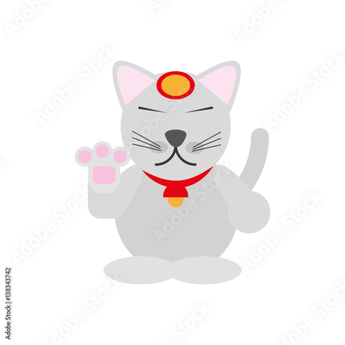 maneki neko - cat japanese vector illustration eps 10
