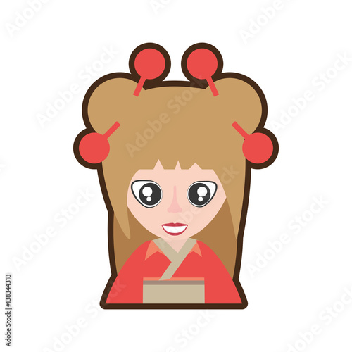 cartoon portrait woman asian clothes vector illustration eps 10