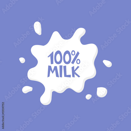 Natural Milk Splash in blue background vector illustration