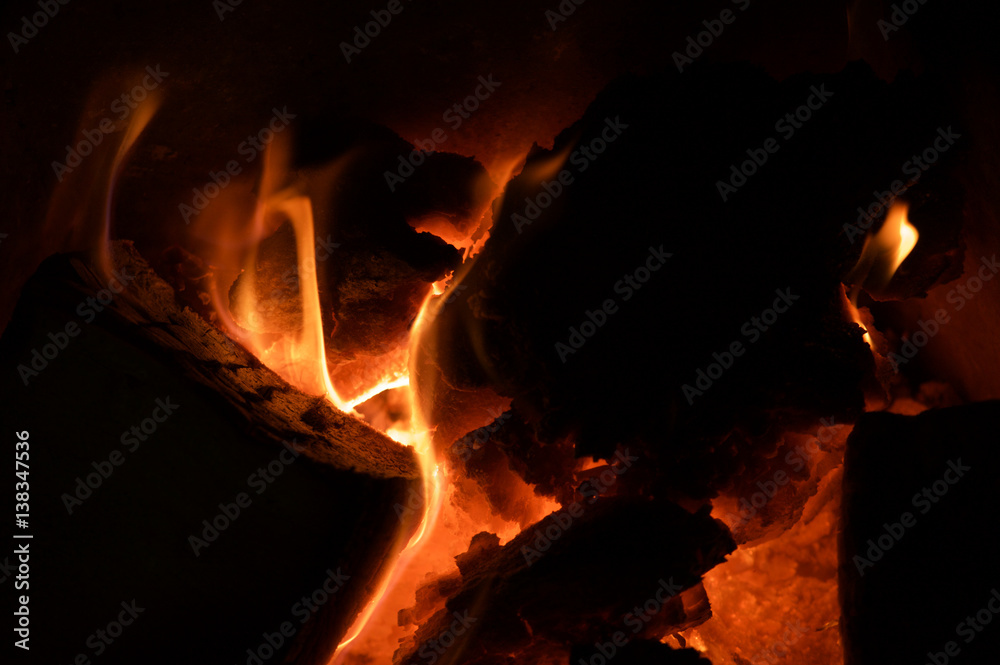 Logs burning in fireplace Logs burning in fireplace