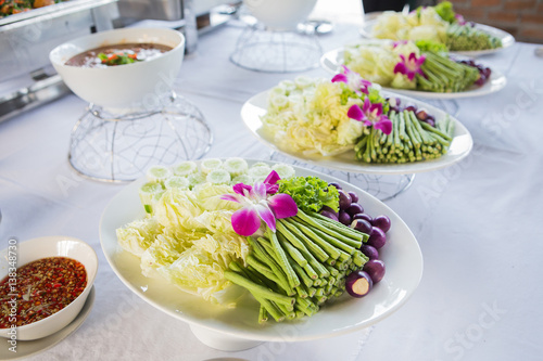 Many kind of vegetable on table for party