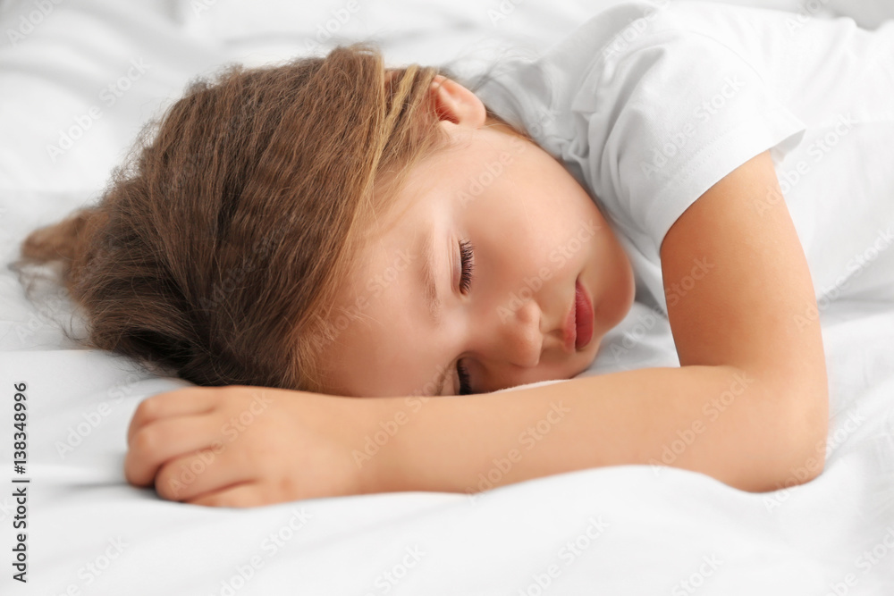 Adorable sleeping little girl, close up