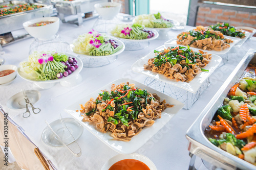 Many kind of Thai food in party