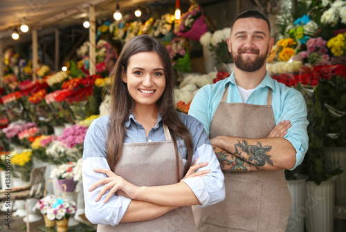 Male and female florists in...