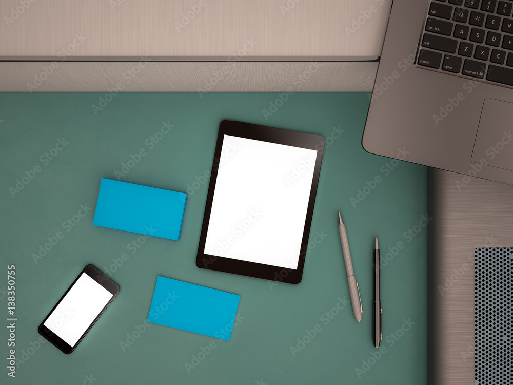 laptop with tablet and smart phone on table laptop with tablet and smart phone on table