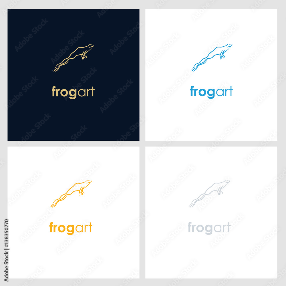 Obraz premium frog line company logo. wild animal logo with minimalist concept