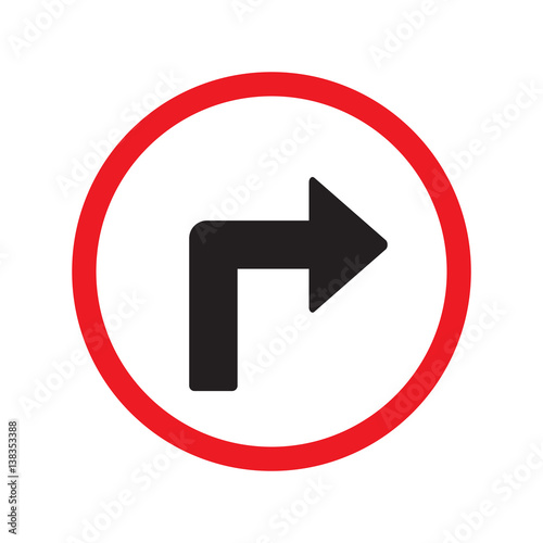 turn right sign isolated vector